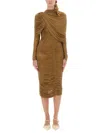 Magda Butrym Dress 17 In Taupe Polyamide Polyester In Brown