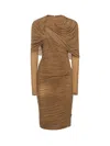 Magda Butrym Draped Beige Dress With High Neck In Brown