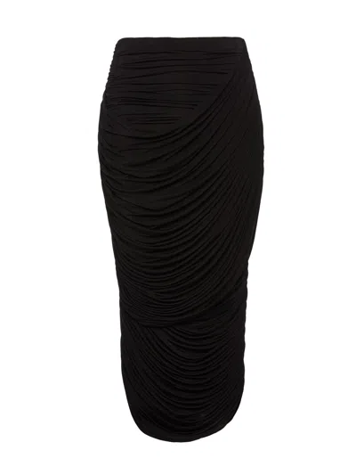 Magda Butrym Midi Skirt With Draped And Ruched Design In Black