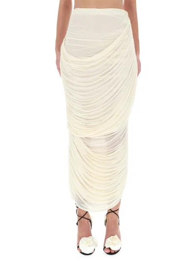 Magda Butrym Draped Midi Skirt - Slim Fit In White