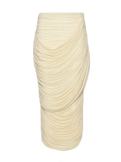 Magda Butrym Draped Midi Skirt With Silhouette In Multi
