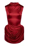 Magda Butrym Draped Satin-jersey Mini Dress In Red
