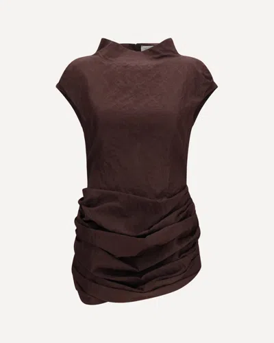 Magda Butrym Draped Mini Dress With High Collar In Brown