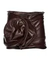 Magda Butrym Rose-draped Leather Mini Skirt In Brown