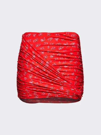 Magda Butrym Draped Mini Swim Skirt In Red