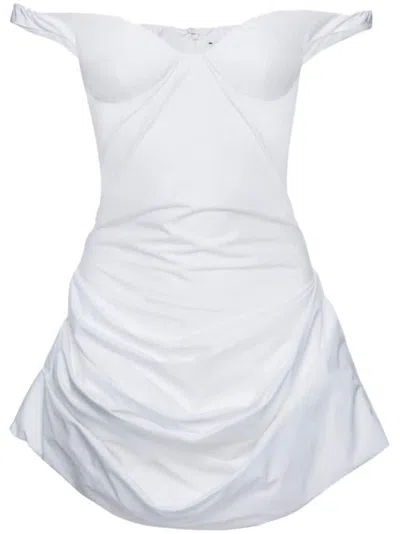 Magda Butrym Draped Cotton Mini Dress In ホワイト