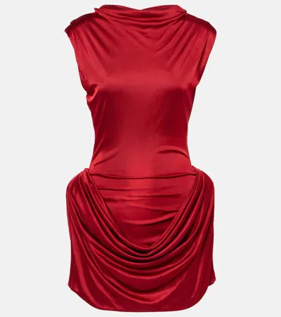 Magda Butrym Draped Satin-jersey Mini Dress In Red