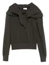 Magda Butrym Draped-neck Tie-neck Sweatshirt In Gray