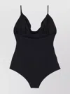 Magda Butrym Draped Neckline Swimsuit With High-cut Legs In Black