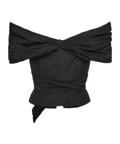 Magda Butrym Draped Off Shoulder Blouse In Black