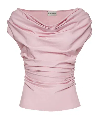 Magda Butrym Draped Off-shoulder Top In Pink