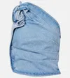 Magda Butrym One-shoulder Draped Denim Top In Sky Blue In Blue