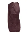 Magda Butrym Sheer Draped Mini Dress In Brown