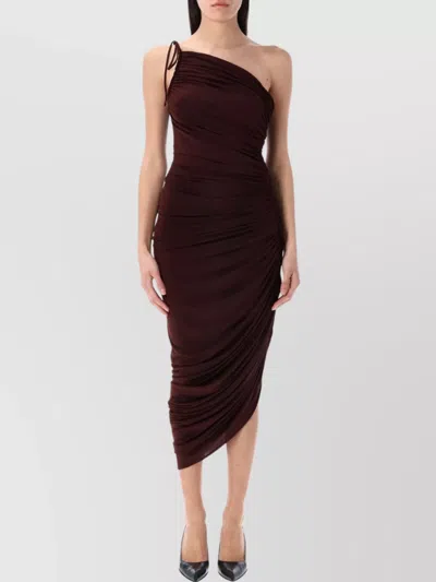 MAGDA BUTRYM DRAPED ONE SHOULDER MIDI DRESS