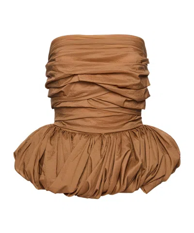Magda Butrym Draped Peplum Corset In Brown