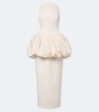 Magda Butrym Draped Peplum Cotton And Silk Midi Dress In Neutral