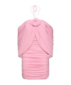 Magda Butrym Mini Pink Dress With Cape And Rose Patch In Stretch Polyamide Woman In Pink
