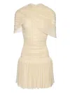 Magda Butrym Cape-effect Draped Ruched Jersey Mini Dress In Neutral