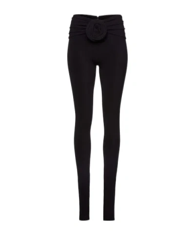 Magda Butrym Draped Rose Decorative Casual Pants In Black