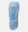 Magda Butrym Draped Ruched Jersey Midi Skirt In Blue