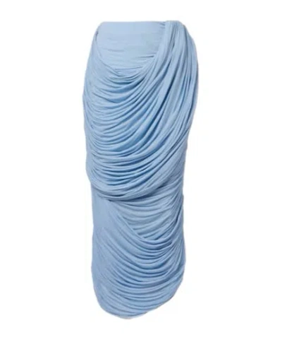 Magda Butrym Draped Ruched Jersey Midi Skirt In Blue