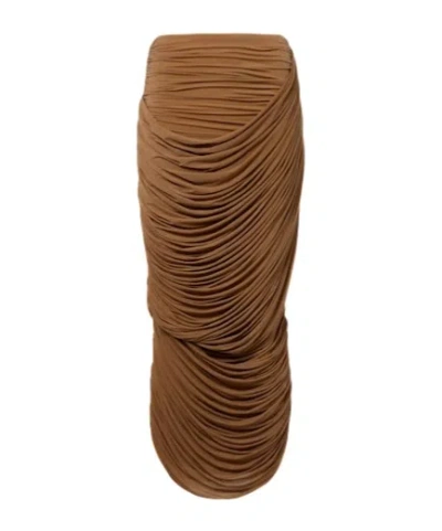 Magda Butrym Draped Ruched Jersey Midi Skirt In Animal Print