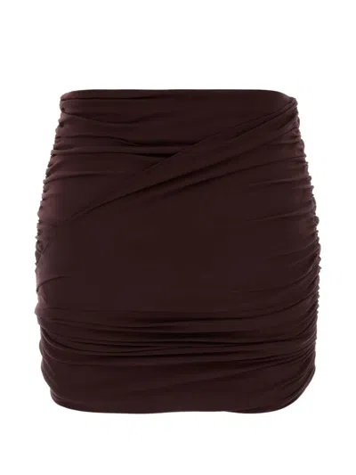 Magda Butrym Draped Ruched Mini Skirt In Brown