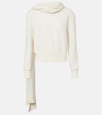 Magda Butrym Draped Scarf-detail Cotton Sweatshirt In Neutral