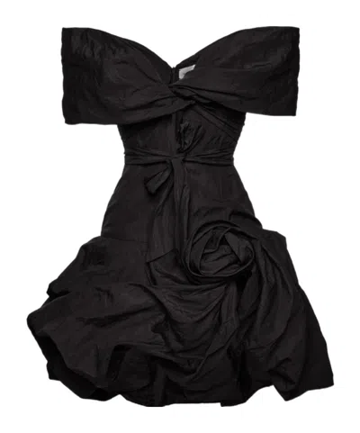 Magda Butrym Draped Shawl-collar Midi Dress In Black