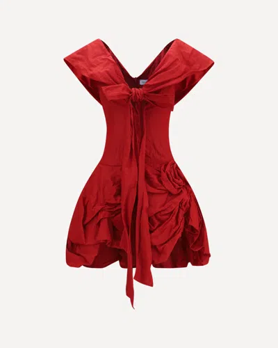 Magda Butrym Draped Shawl-collar Midi Dress In Red