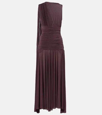 Magda Butrym Draped Sheer Midi Dress In Brown