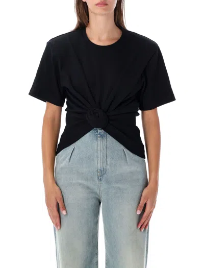 Magda Butrym Draped Short-sleeve T-shirt With Central Knot In Grey