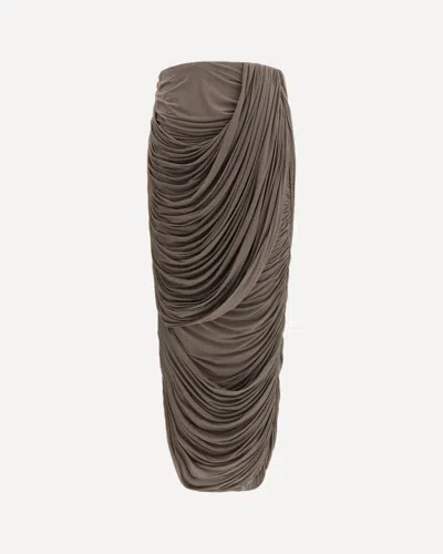 Magda Butrym Draped Silk Midi Skirt In Brown
