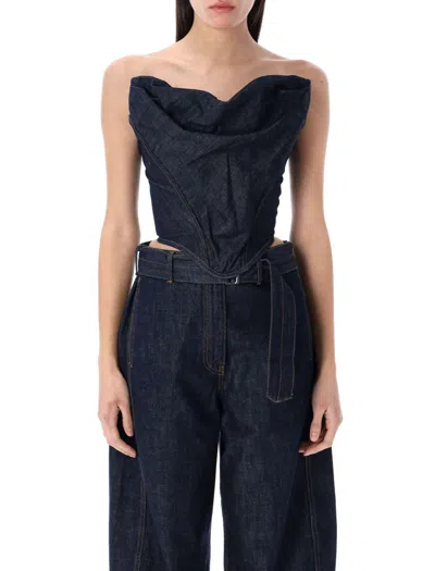 Magda Butrym Draped Strapless Denim Corset