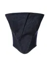 Magda Butrym Draped Strapless Denim Corset In Blue