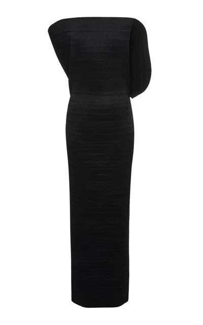 Magda Butrym Draped Strapless Gown In Black