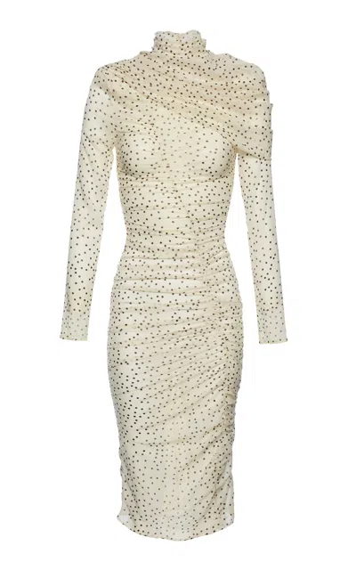 Magda Butrym Silk-blend Polka-dot Midi Dress In Beige