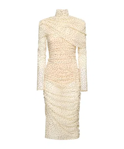 Magda Butrym Draped Stretch Silk Midi Dress In White