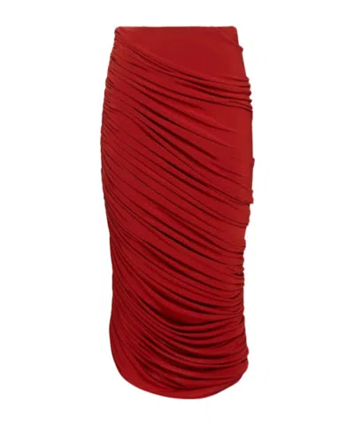 Magda Butrym Draped Viscose Blend Jersey Long Skir In Red