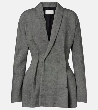 Magda Butrym Draped Wool-blend Blazer In Gray
