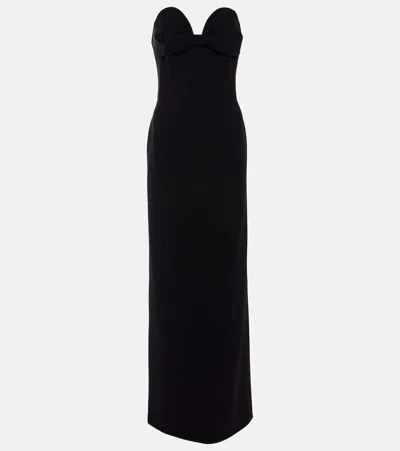 Magda Butrym Draped Wool-blend Bustier Gown In Black