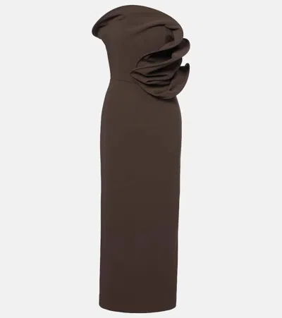 Magda Butrym Draped Wool-blend Cocktail Dress In Brown