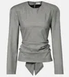 Magda Butrym Draped Wool Blouse In Gray