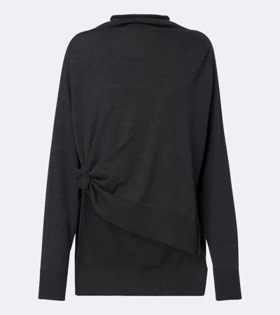 Magda Butrym Draped Wool Sweater In Gray