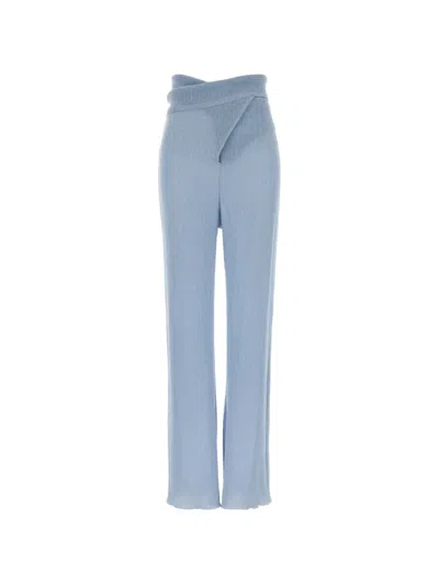 Magda Butrym Light Blue Stretch Lyocell Blend Pant