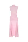 Magda Butrym Stretch Cupro Dress Flared Hem In Pink