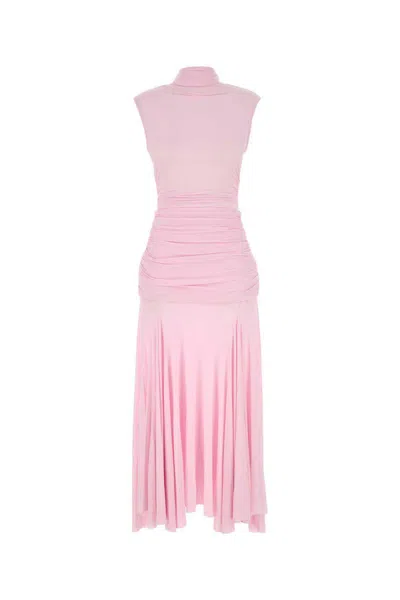 Magda Butrym Stretch Cupro Dress Flared Hem In Pink