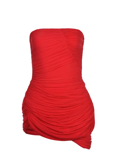 Magda Butrym Strapless Mini Dress In Red