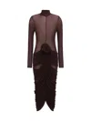 Magda Butrym Long Sleeve Sheer Midi Dress