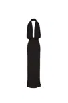 Magda Butrym Draped Stretch-satin Halterneck Gown In Black